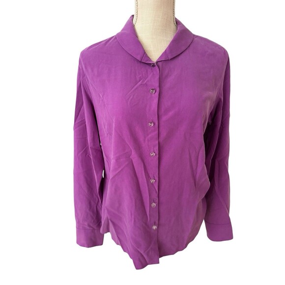 Soft Surroundings 100% Silk Purple Button Down Blouse‎ Size PM - Picture 1 of 7